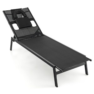 Tangkula Patio Sunbathing Lounge Chair w/ Face Hole & Detachable Head Pillows Poolside - 1 of 4