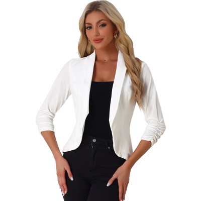 INSPIRE CHIC Women's Velvet Lapel Collar Open Front Blazers