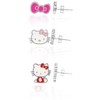 Hello Kitty Silver Plated and Enamel Hello Kitty Stud Earrings Set - 4 of 4