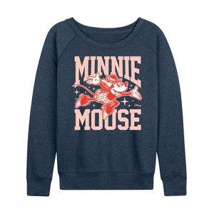 Women's - Disney - Minnie Arms Up Lightweight French Terry Wide Neck Long Sleeve Shirt - 1 of 4