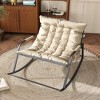 Vynxaria Series Off White Mesh Fabric Rocking Chair Set of 1 with 35 Inch Cushion Storage 330LB Steel Frame All Weather Recline - 2 of 4