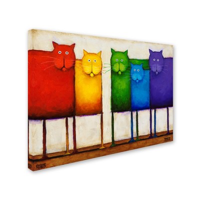 Trademark Fine Art - Daniel Patrick Kessler 'Rainbow Cats' Wood Slat Art