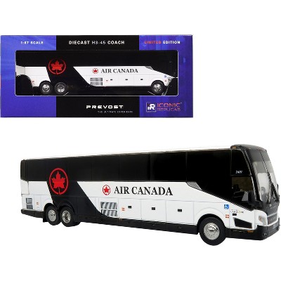 Prevost H3-45 Coach Bus "Air Canada Landline" Black and White Limited Edition 1/87 (HO) Diecast Model by Iconic Replicas