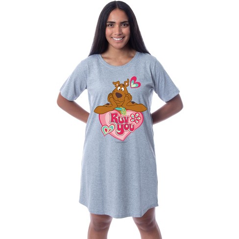 Scooby-doo Womens' Scooby Ruv You Nightgown Sleep Pajama Shirt (large) Grey  : Target