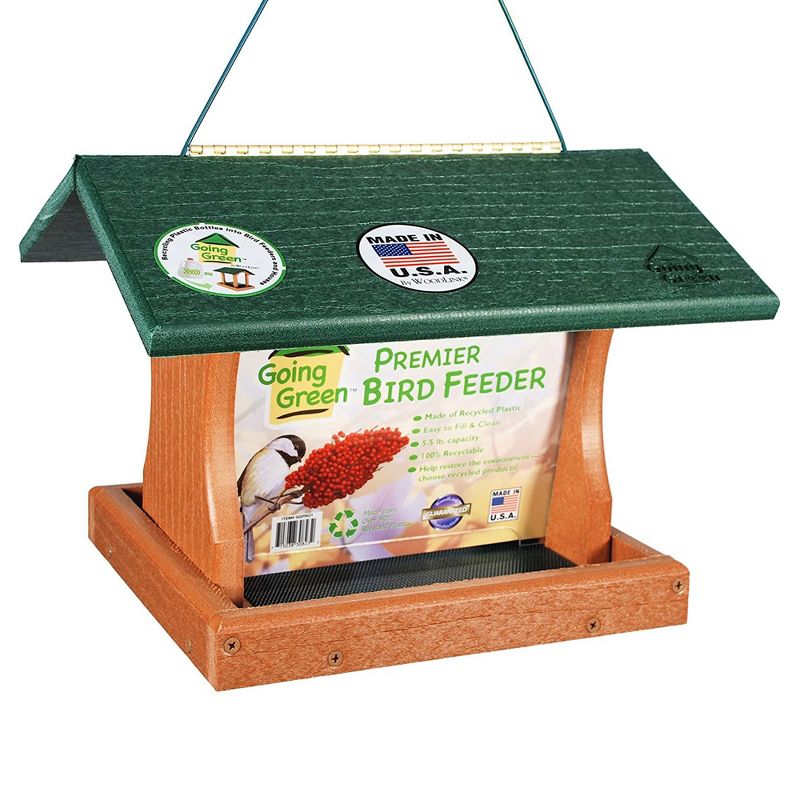 Woodlink 2 Sided Recycled Plastic Going Green Hanging Mountable Backyard Large Premier Wild Bird Ranch Style Bird Feeder, Green and Brown, 1 of 3