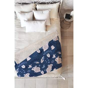 BlueLela Rabbits and Flowers 50" x 60" Fleece Blanket - Deny Designs
