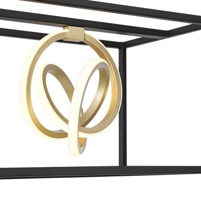 Modern Black Metal LED Pendant Chandelier with Gold Accents