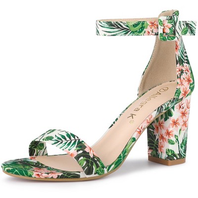 Allegra K Women's High Heels Ankle Strap Chunky Sandals