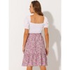 INSPIRE CHIC Women's Ruffle Hem Elastic Waist Flowy A-Line Swing Floral Midi Skirt - 4 of 4