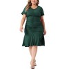 Agnes Orinda Women's Plus Size Regular Fit Ruffle Hem V-Neck Short Sleeve Ruching Bodycon Dress - 2 of 4