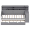 FURNIinspire Beds Wooden Full Daybed with Trundle Shelves and Study Desk for Bedroom Study Guest Room, Gray, 91.3"*64.9"*44.9" - 2 of 4