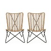Sapphtopaz Outdoor Dining Chairs Set of 2 Rattan Patio Dining Chairs with Modern Geometric Cross Base for Yard, Balcony - 2 of 4