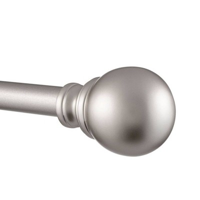 Matte Silver Adjustable Iron Curtain Rod with Sphere Finials