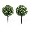GustoWave Set of 2 Artificial Topiary Ball Trees with Metal Stakes, 21.6" UV-Resistant PE Fake Plants with Begonia Flowers,Red - 2 of 4