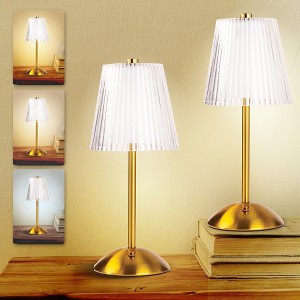 Bell + Howell Aurora Table Lamp 2 Pack Small Cordless Touch LED Rechargeable, Gold Base - 1 of 4
