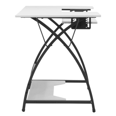Comet Plus Adjustable Black and White Sewing Table with Storage