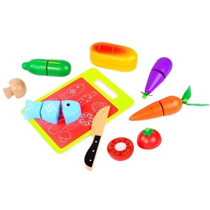 Toysters Wooden Dinner Cutting Play Food Set Pretend Play Kitchen Cooking Playset for Boys & Girls - 1 of 1