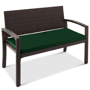 Best Choice Products 2-Person Outdoor Wicker Bench Garden Patio Porch Furniture w/ 700lb Capacity, Cushion - 1 of 4