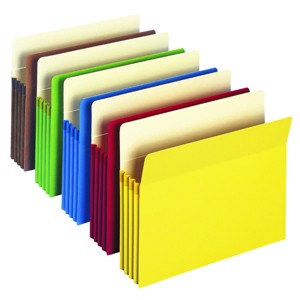 Smead File Pocket, Straight-Cut Tab, 3-1/2" Expansion, Letter Size, Assorted Colors, 25 per Box (73890) - 1 of 4