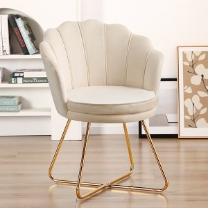Vanity Chair with Back, Velvet Shell Accent Chair for Living Room, Criss Cross Chair with Gold Legs, Makeup Chair for Bedroom Desk Chair - 1 of 4