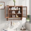 24.8''Glass Door Vintage Double Door Wall Cabinet With Three Tiers of Storage With Towel Rack - 3 of 4