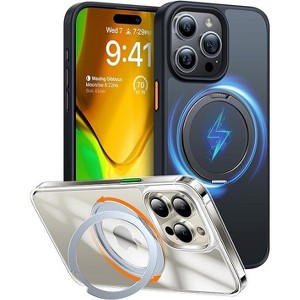 TORRAS  iPhone 15 Pro UPRO Ostand Pro Shockproof MagSafe Compatible Military-Grade Case With 360°Rotatable Magnetic Ring - Black - 1 of 4