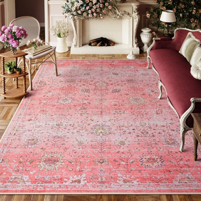 Lahome Vintage Full Coverage Classic Short Pile Velvet Rectangular Indoor Area Rug