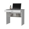 INFURNIC Desks Modern Writing Workstation Computer Desk with Drawer and Lower Shelf for Home Office or Study, White, 19.6"*31.4"*29" - 4 of 4
