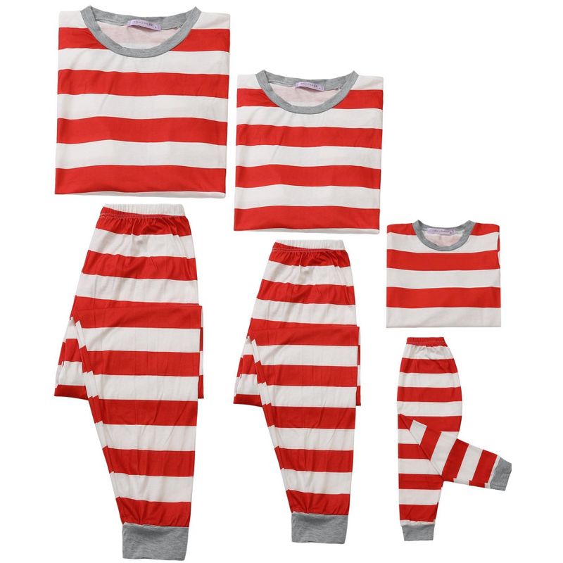 cheibear Striped Winter Xmas Christmas Family Matching Sleepwear Set Red-Stripes, 3 of 5
