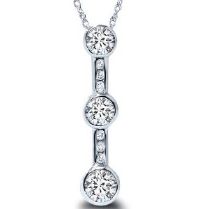 Pompeii3 1 1/4ct Past Present Future Diamond Pendant Necklace 14K - 1 of 3