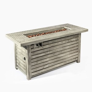 VYNXARIA 54" Propane Gas Fire Pit Table, 50000 BTU Rectangular Steel Fire Pit with Imitation Wood Grain Finish£¬beige - 1 of 4