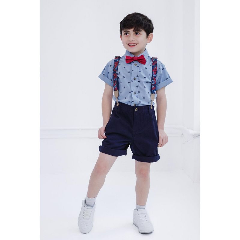 Marvel Spider-Man Button Down Shirt Twill Pants Suspenders and Bow-Tie 4 Piece Outfit Set Infant to Little Kid, 5 of 8
