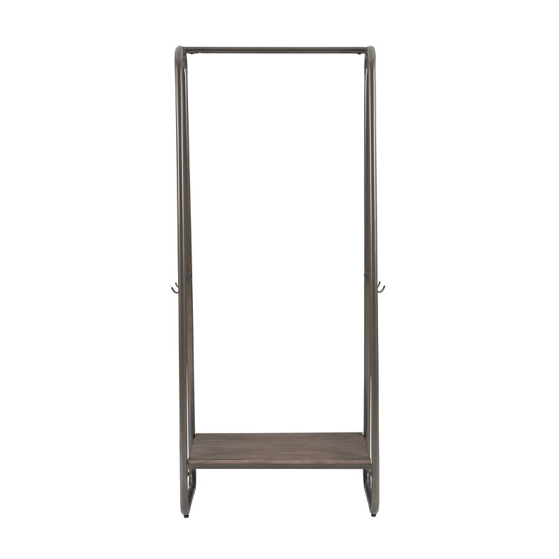Roset Transitional 4 Hooks and a Shelf Tall Coat Rack Distressed Brown Finish and Pewter Metal - Linon, 4 of 11