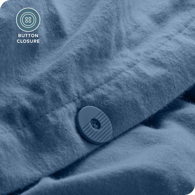 Coronet Blue King/California King Cotton Flannel Duvet Cover Set