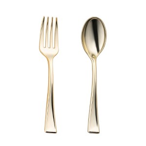 Smarty Had A Party Gold Plastic Mini Flatware Set - 600 Guests - 1 of 4