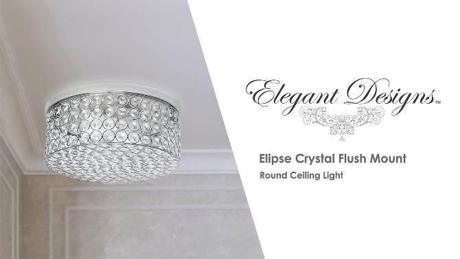 12" Elipse Round Crystal Flush Mount Ceiling Light - Elegant Designs, 2 of 7, play video