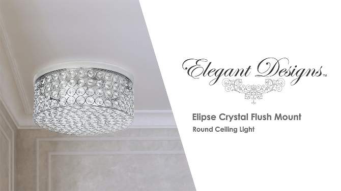 12" Elipse Round Crystal Flush Mount Ceiling Light - Elegant Designs, 2 of 8, play video