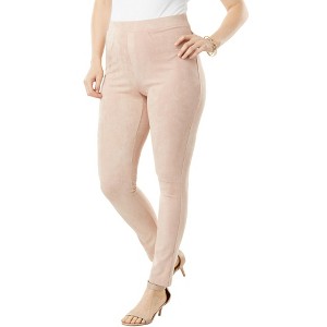 Roaman's Women's Plus Size Faux Suede Legging - 1 of 4