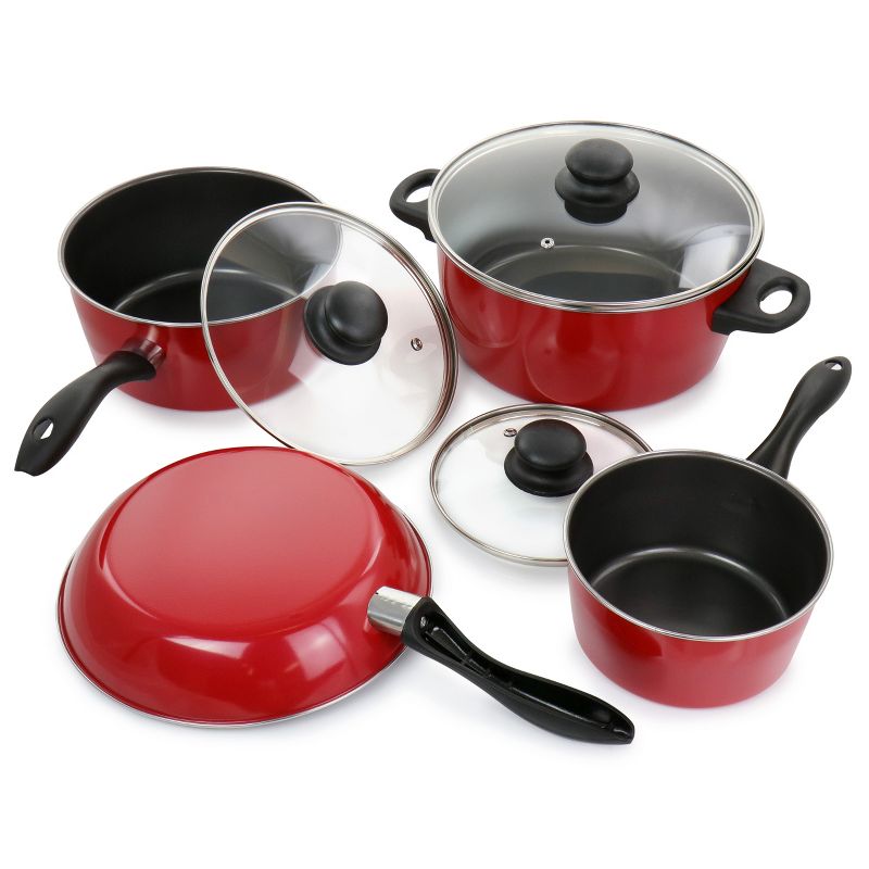 Gibson Home Armada 7 Piece Nonstick Carbon Steel Cookware Set in Red, 2 of 10