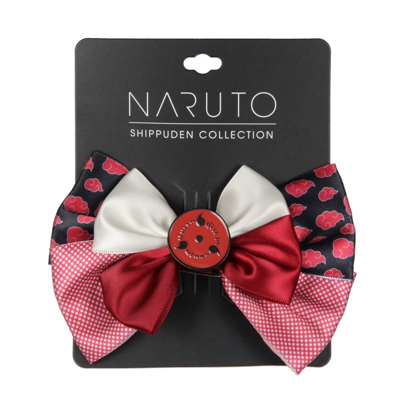 Naruto Shippuden Red Cloud Design Hidden Leaf Charm Alligator Hair Clip Bow Red, 3 of 4