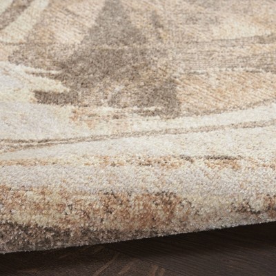 Beige Abstract Synthetic Flat Woven Runner Rug 2'2" x 8'