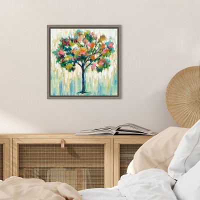 Colorful Abstract Blooming Tree Canvas Wall Art Print