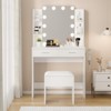 Makeup Vanity Desk with Mirror and 12 LED Lights, Vanity Table with Power Outlet, 2 Drawers 6 Shelves, - 3 of 4