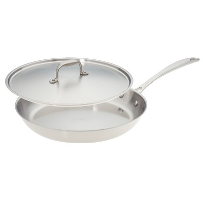 American Kitchen Cookware Premium Stainless Steel Covered 12 Inch Skillet
