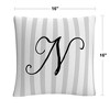 Gray Striped Ornate Letter Script By Abc 16 X 16 Decorative Throw Pillow by Trademark Fine Art - 4 of 4