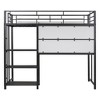 Twin Size Loft Bed with Desk and Whiteboard, Metal Loft Bed with 3 Shelves and Ladder, White - 3 of 4