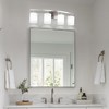 DORESshop 28 in. 4-Light Nickel Modern Cylinder Vanity Light for Bathroom, Bedroom with Curved Arms and Milk White Glass Shades - 3 of 4