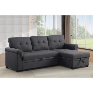 TiramisuBest Modern L-Shaped Lounger Sofa with Hidden Storage, Dark Gray Modular Sectional Couch for Living Room - 1 of 4
