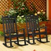 Outsunny 2 Pc Outdoor Rocking Chair, Traditional Slatted Porch Rocker with Armrests, Waterproof HDPE, Black - 3 of 4