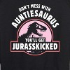 Women's - Instant Message - Auntie-saurus Jurasskicked Lightweight French Terry Wide Neck Long Sleeve Graphic Shirt - 2 of 4